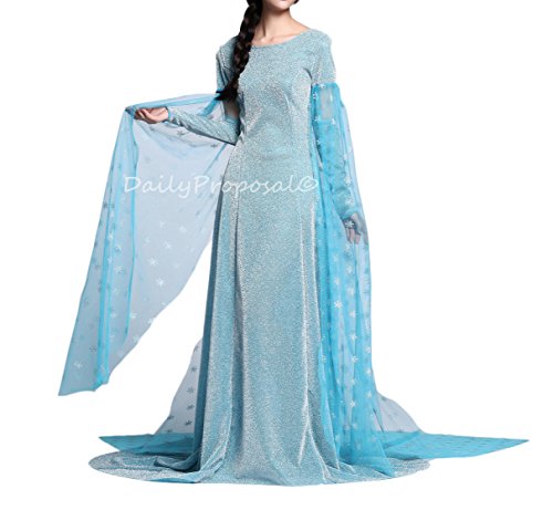 AE6 Adult Elsa Snow Queen Dress Halloween Costume Cosplay S-XXL USA