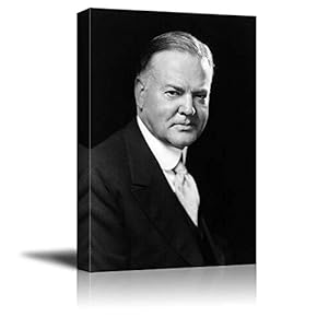 Portrait of Herbert Hoover (31th President of The United States) - American Presidents Series - Canvas Wall Art Gallery Wrap Ready to Hang - 12x18 inches