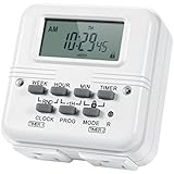 AstroAI Digital Dual Light Timer Outlet, 7-Day Programmable Electrical Plug-In Switch, Heavy Duty with 2 Independently Programmable 3-Prong Outlets, 15A/1875W