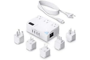 WAUDM 250W Conversion Plug, International Travel Converter with 4 USB Ports, lowering 220V to 110V for 100V-240V Areas and Different Countries Plugs Using US Electrical Devices