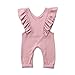Unmega Baby Girl Sleeveless Ruffle Jumpsuit Long Pants Overall One Piece Bodysuit (Pink, 70/0-6 Months)