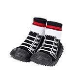 iEndyCn Anti-slip Floor Socks Boots Floral Baby Socks With Rubber Soles For Children Cotton Shoes (About 14 cm, Black)