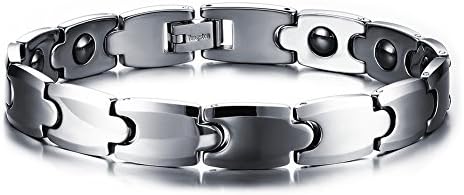 XUNAPAI Tungsten Carbide Magnetic Therapy Healing Adjustable Couples Bracelet Gift for Women/Men,Sliver