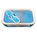 Collapsible Lunch Box - Best Bento Silicone Lunchbox With Two Compartments, BPA Free, Great for School, Blue