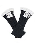 Dahlia Women's Fingerless Arm Warmer Gloves - Lace Rose Button