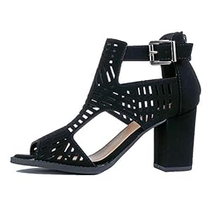 Guilty-Shoes-Guilty-Heart-Womens-Strappy-Cut-Out-Perforated-Open-Toe-Shoe-Block-Chunky-Mid-Heel-Comfortable-Walking-Sandals