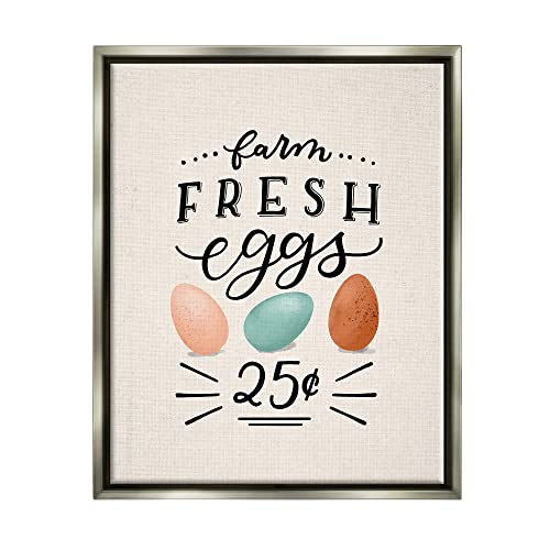 Stupell Industries Farm Fresh Eggs Sign Floating Framed Wall Art, Design by Lon…