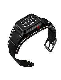 Coobes Compatible con Apple Watch Band 1.732 in 1.654 in Hombres Mujeres Brazalete de cuero genuino Sport Correa de Reemplazo Compatible para iWatch Series 4 3 2 1