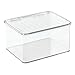 mDesign Set of 3 Stackable Plastic Containers? Perfect Kitchen Accessories As Food Containers? Ideal Also in the Fridge or Freezer ? With Lid ? Colour: Transparent