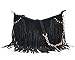 HOXIS Tassel Faux Suede Leather Hobo Cross Body Chain Shoulder Bag Women’s Satchel (Black)