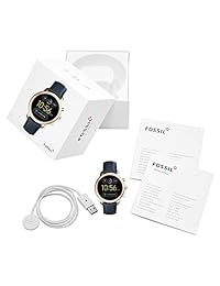 Fossil Q Hombres Gen 3 Explorist Acero Inoxidable y Cuero Smartwatch, Color: Rosa Dorado, Azul (Modelo: FTW4002)
