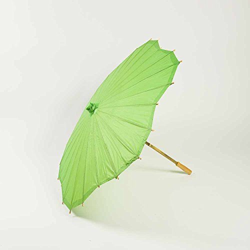 Quasimoon PaperLanternStore.com 32" Grass Green Paper Parasol Umbrella, Scallop Shaped - Thumbnail 3