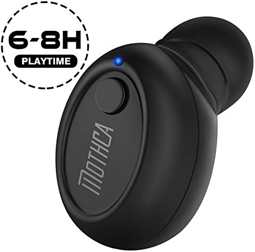 Mini Bluetooth Headset Mothca Invisible Earbud 6~8 Hours Playtime Good Sound Quality Earpiece In Ear V4.1 Wireless Car Headphone with Mic for iPhone 7 6 Plus Android Smartphone iPad Tablet (Black)