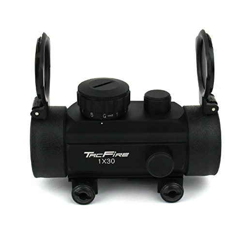 Tacfire 1X30 Dual Ill. Red/Green Tri-Dot Reticle Weaver Base w/Flip-Up Lens/Crossbow, Black