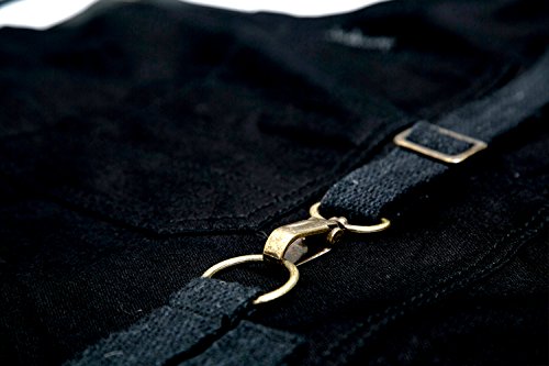 Under NY Sky No-Tie Deep Black Apron - Durable Twill with Leather Reinforcement and Split-Leg - Adjustable for Men and Women - Pro Barber, Tattoo, Barista, Bartender, Baker, Hair Stylist, Server Apron