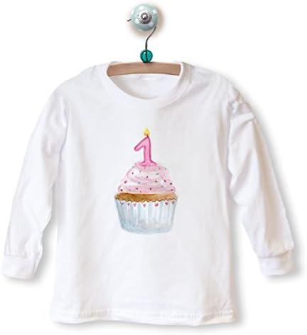1st Birthday Baby Outfit LONG SLEEVE T-shirt top / babygrow with CUPCAKE