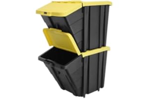 Hinged Lid Storage Box 60.5-Liter 2 pack – Stackable Plastic Storage Bin with Easy-Access Cover, Nestable Storage Tote for Ga