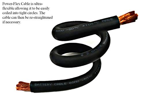 TEMCo 3/0 AWG 50ft Black Flexible Copper Welding Cable - Made In USA, Battery Wire