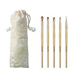 Makeup Eye Brush Set - 5 Pcs Bamboo Handle Soft Synthetic Eyeshadow Eyebrow Eyeliner Concelaer Blending Cosmetic Brushes