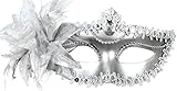 TAUT Women Venetian Pretty Party Evening Prom Masquerade Mask,Silver 7.5