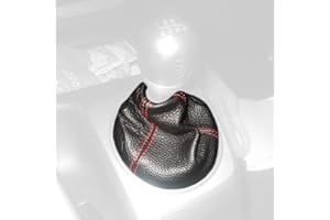 RedlineGoods Shift Boot Compatible with Honda Civic 2006-11. Tailor Made - not Universal. Genuine top-Grade Italian Black Leather with Red Thread