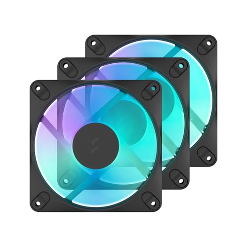 Fractal Design - Dynamic 3 12 RGB 3-Pack Black 120 mm PWM Fans – ARGB Gen 2 Lighting – Swept Blade Design – Daisy-Chainable Cables – Rifle Bearing