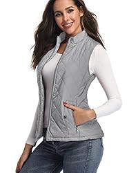 LONGKING Gray Women's Vest, Stand Collar