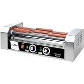 Winco 5 Rollers Hot Dog Roller Grill | 12 dog capacity, Dual heating zones, 700W power, Great for Hot Dogs, Sausages, Concessions and Foodservice
