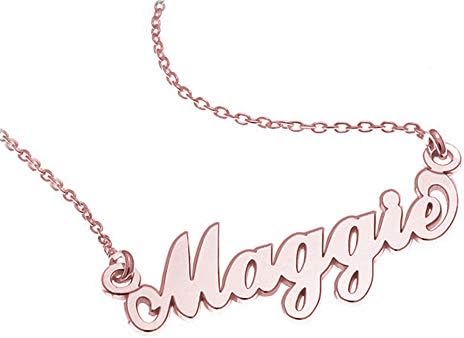 Qamra Personalized Sterling Silver Nameplate Classic Name Necklace for Women Custom with Any Names