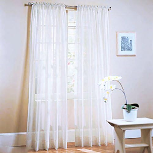 Bababy New Solid Color Voile Sheer Curtain Panel Window Curtains 100*200cm White