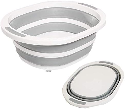Collapsible Fold Cutting Board with Dish Tub Space Save Folding Washing Bowl Draining Basket Basin Sink Colander with Plug Chopping Slicing Board Wash Strainer for Camping Picnic BBQ Kitchen (Style-2)