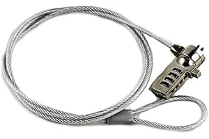 Detroit Packing Co. DPC Kensington Compatible, Laptop Cable Lock & Security Cable for PC, Notebooks and Other Devices (Steel, Gray) (2-Pack, 1.2m (~4 feet), Combination Lock, Silver)