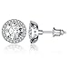 Studs Earrings,18k White Gold Plated Cubic Zirconia Cushion Shape Halo Stud Earrings CZ Earrings for Women for Teen Girls