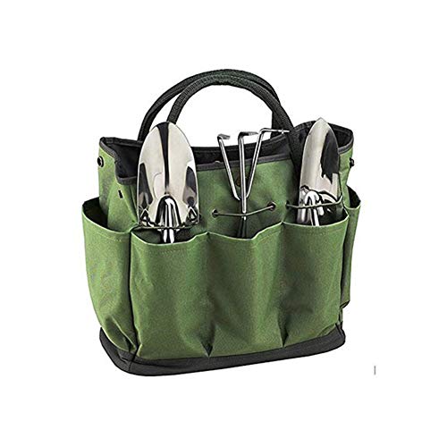 Garden Organizer Tote Gardening Tool Storage Bag with 8 Pockets Oxford for Indoor Outdoor Garden Plant Tool Set Green