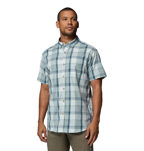 Columbia Men's Rapid Rivers II Short Sleeve Shirt, Crushed Blue/Base Plaid, X-L…