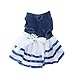 PanDaDa Pet Dog Tutu Dress Princess Stripe Bow Lace Skirt Puppy Clothes Appa...