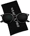 WearMe Pro Classic Small Round Retro Sunglasses, Black Frame/Black Lens