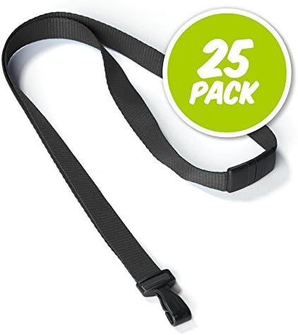Antimicrobial Blank Lanyards - Black - Healthcare, Hospital, Doctor and Nurse Lanyards - 3/4" Width and 35" Length 25 Pack