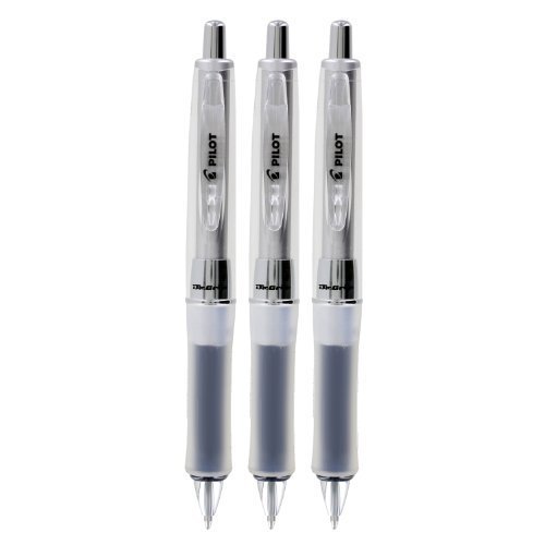 Pilot Dr. Grip Center of Gravity Retractable Ball Point Pen, Medium Point, Black Ink, Pack of 3 (Charcoal)