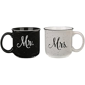 CEDAR HOME Travel Coffee Ceramic Mug Funny Tea Cup Enamel Paint Finish Porcelain 14oz., 2 Pack