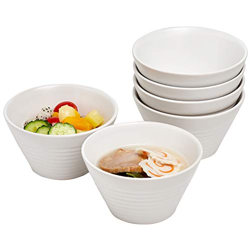 Bruntmor Ceramic Soup Bowls, Cereal Bowl, 13 Ounce Bowls Set, Chip Resistant, Dishwasher & Microwave Safe, Porcelain Bowls for Kitchen, White Bowls for Cereal Soup Rice Pasta Salad Oatmeal, Set of 6