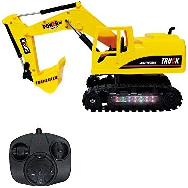Remote Control Toy Construction Excavator Truck – 5 Channel Full Function RC Excavator Toy For Boys &amp; Girls - With Lights &amp; Sounds,Includes RC Transmitter