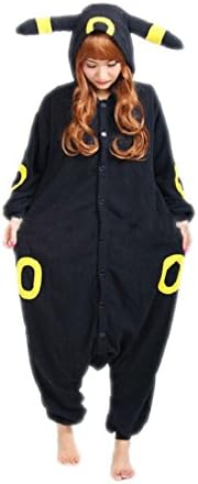Newsuy Kigurumi Winter Unisex Adult Long Sleeve Hooded Animal Onesie For Women Anime Black Elves Pajamas Sleepwear Home Pijama Onsie Umbreon XL