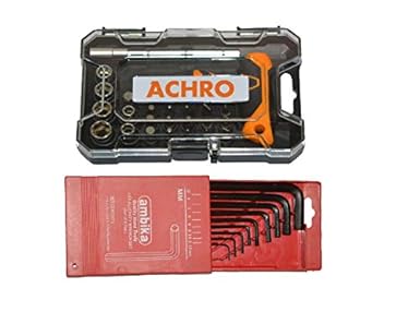 ACHRO Tool Kit Set Chrome Steel Professional Industrial Grade 18 Piece Screwdriver Set with Box Spanners and 9 Piece Allen Key Set (Pack of 27 Pieces Tool Kit Set for Home Use)