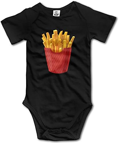 Duola Infants Boy's & Girl's French Fries Short Sleeve Bodysuit Outfits For 6-24 Months Black 24 Months