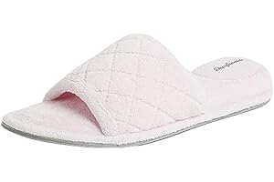 Dearfoams Women's Indoor Fuzzy Memory Foam Cloud Slip On Beatrice House Slide Slipper