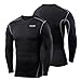 TCA Performance Long Sleeve Compression Shirt Men - BJJ Rashguard, Mens Compression Shirt, White/Black Compression Shirts Men - Black, L Mens (40-44