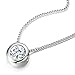 COOLSTEELANDBEYOND 6.5mm Cubic Zirconia Round Solitaire Bezel Set Stainless Steel Pendant Necklace 20 Inches Chain