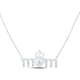 Jewels By Lux Sterling Silver 1/20Cttw Natural Diamond P2 Gift Heart Mom Necklace (18 Inch)