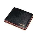 ABC New Fashion Cool BOY Men's Leather Bifold Credit/id Cards Holder Slim Wallet (Brown+Black)